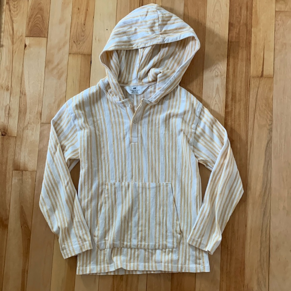 H&M Boy’s Lightweight Orange Striped Hoodie - Size US 6X/7